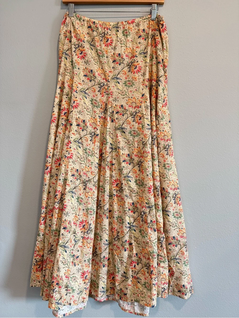 THE GREAT. The Godet Floral A-Line Maxi Skirt Boho Euro Summer Cottage Size2/M - Picture 5 of 6